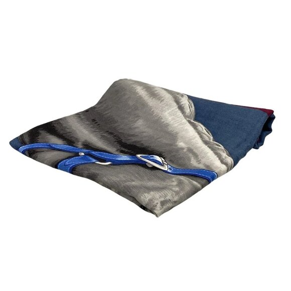 HERMES Carre100 - Gray Blue Gray Multi Cashmere Silk Scarf - Picture 1 of 5